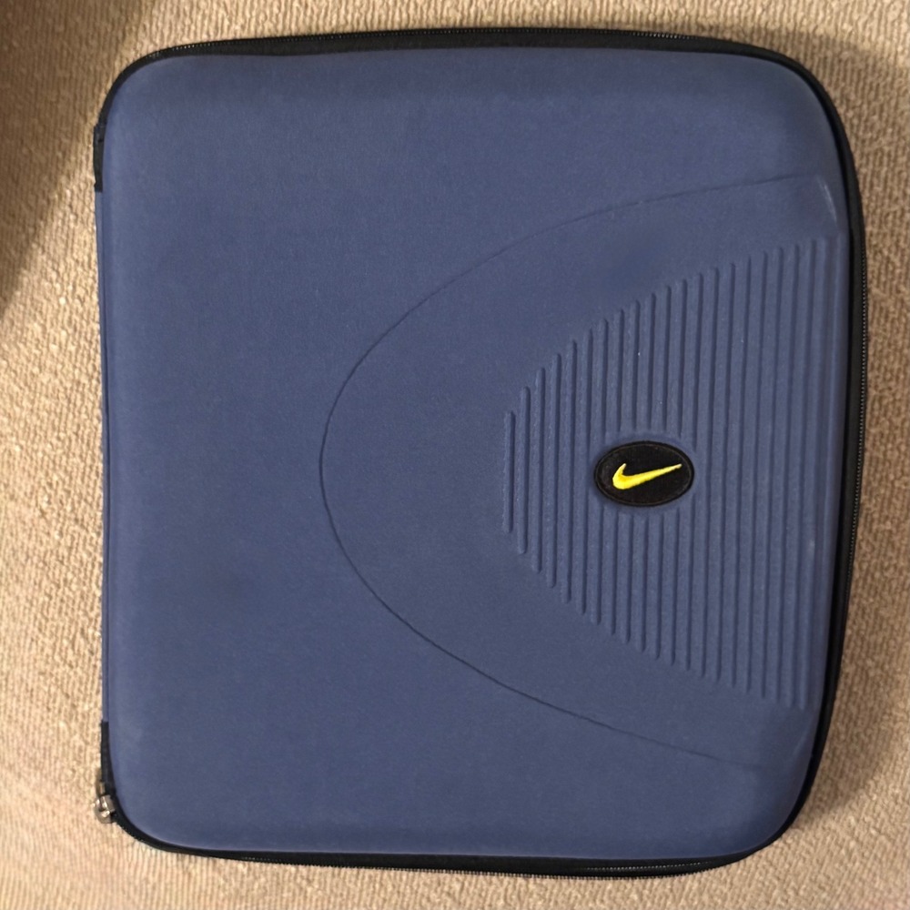Vintage 1990s Nike Mead Blue Zippered 3 Ring Binder Hardshell Organizer